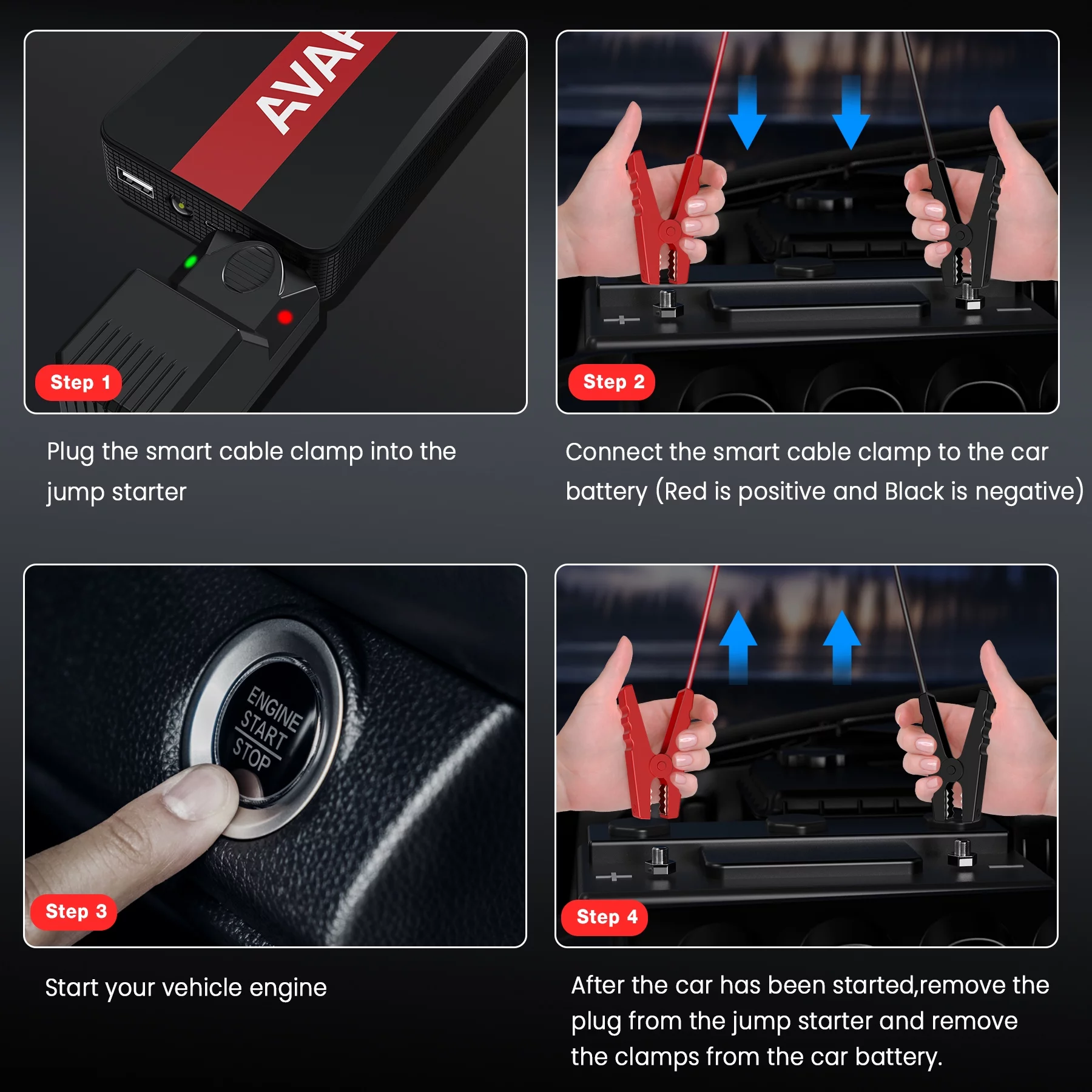 AVAPOW Car Jump Starter - 1000A Peak 12V Battery Jump Starter (up to 7.0L Gas) Booster Pack - Power Bank with Built-in LED Light - Cheap Fitting