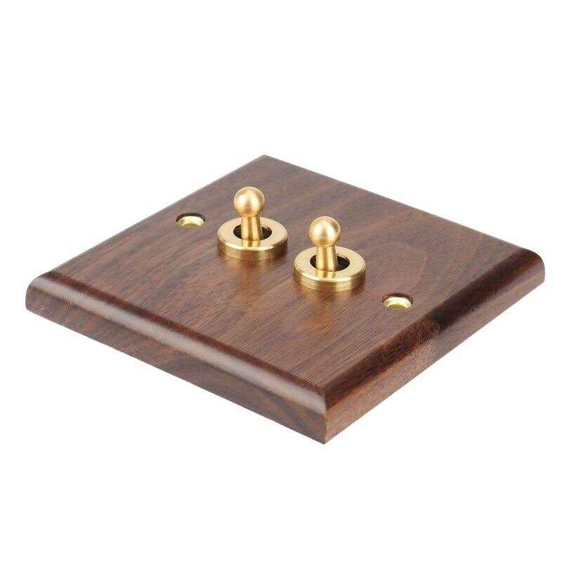 Retro American Industrial Style Light Switch Socket Solid Wood Brass Toggle Switch Plate - Cheap Fitting