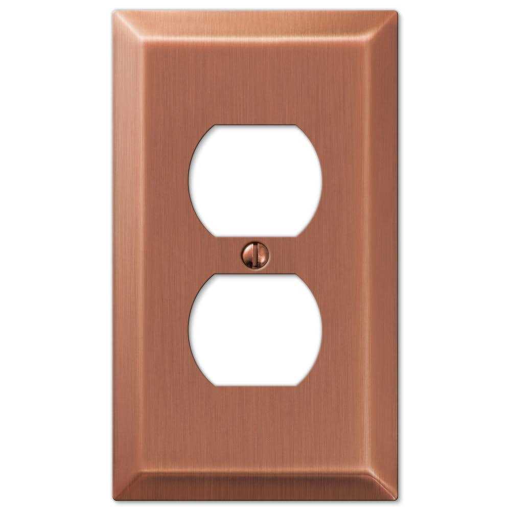Amerelle Wall Plate Century Antique Copper 1 Gang Stamped Steel Duplex Outlet - Cheap Fitting