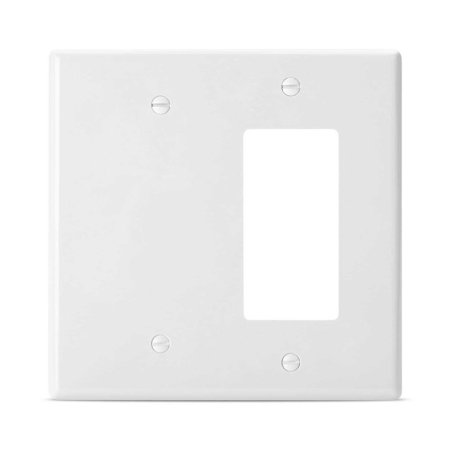 Bates Combination Wall Plate Decorator/Blank 2 Gang Wall Plate Wall Switch Plate Cover - Cheap Fitting