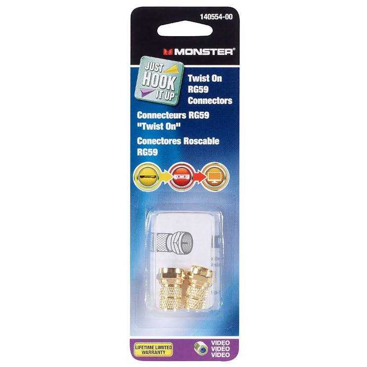 Monster RG59 Twist-On Coax Cable Connectors - Cheap Fitting