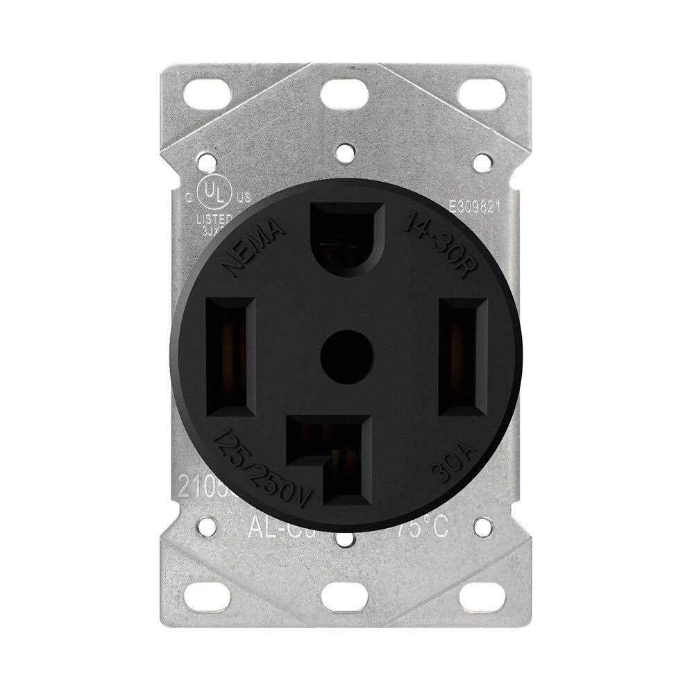 ELEGRP 30 Amp 125/250V, NEMA 14-30R Flush Mount Power Outlet, Single Straight Blade Range and Dryer Outlet Grounding - Cheap Fitting