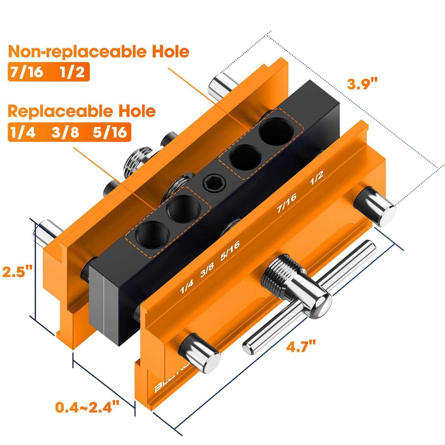 BLEKOO Self Centering Doweling Jig Kit Drill Jig For Straight Holes Biscuit Joiner Set With 6 Drill Guide Bushings - Cheap Fitting