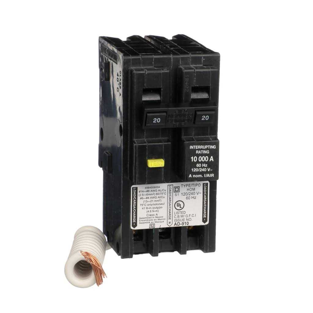 Square D Homeline 20 Amp 2-Pole GFCI Circuit Breaker HOM220GFIC - Cheap Fitting