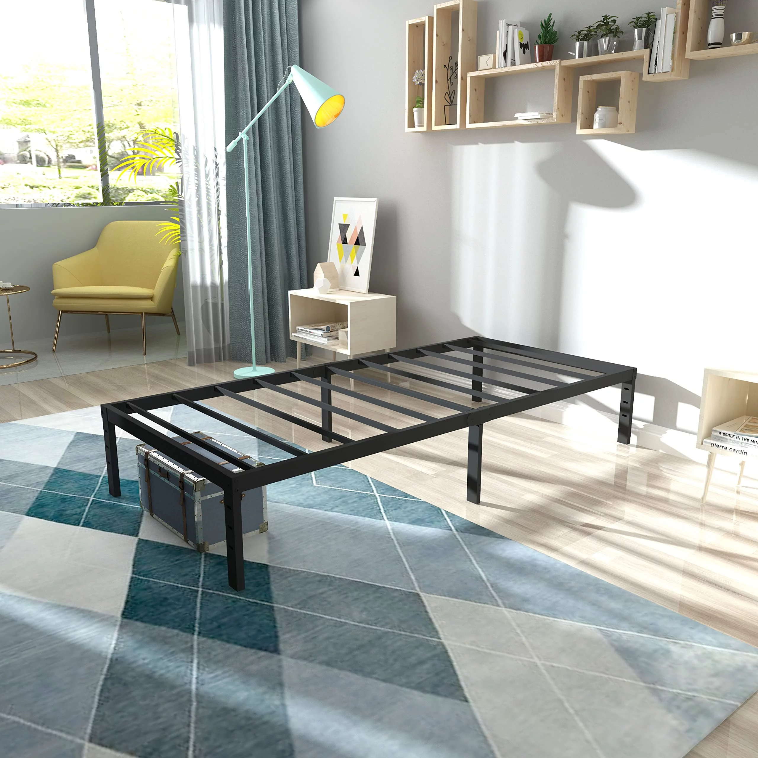 Rooflare 14'' Heavy Duty Twin Metal Platform Bed Frame for Adult,Black - Cheap Fitting