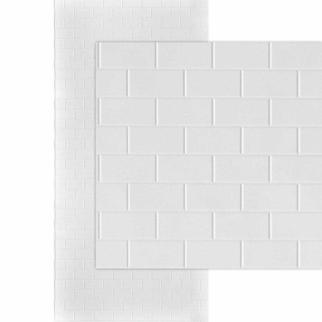 FromPlainToBeautifulInHours Subway Tile 60 inch L x 42 inch W x 96 inch H PVC Glue-up Tub and Shower Wall Panels Surround in Gloss - Cheap Fitting