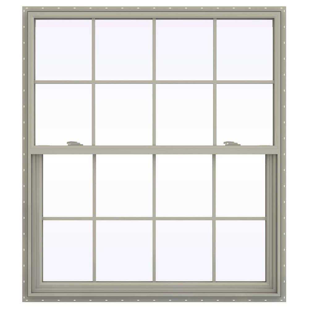 JELD-WEN 35.5 in. x 2500 Series White Vinyl Single Hung Window with Colonial Grids/Grilles - Cheap Fitting