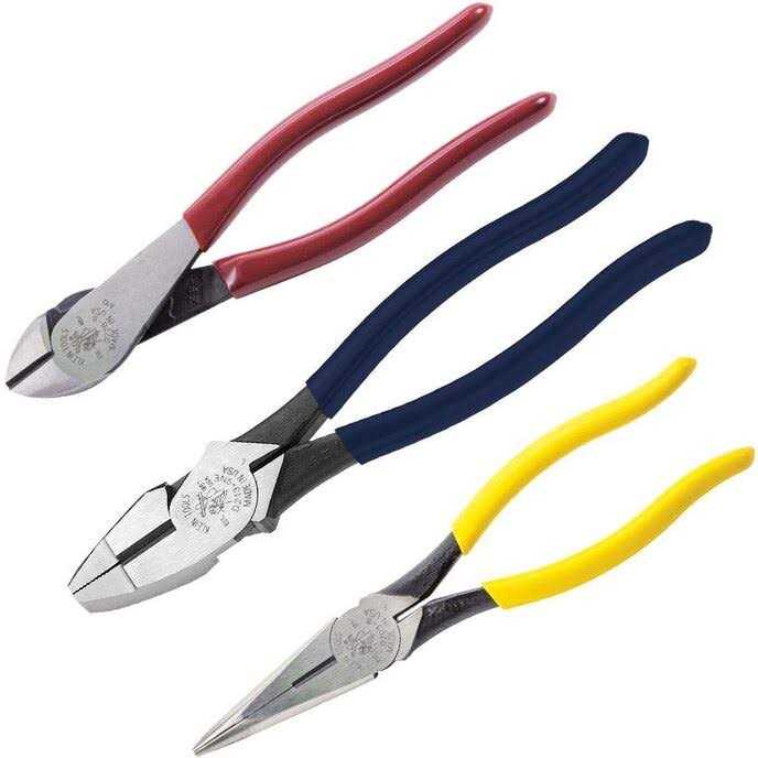 Klein Tools 80020 Tool Set With Lineman’s Pliers, Diagonal Cutters, and Long Nose Pliers - Cheap Fitting
