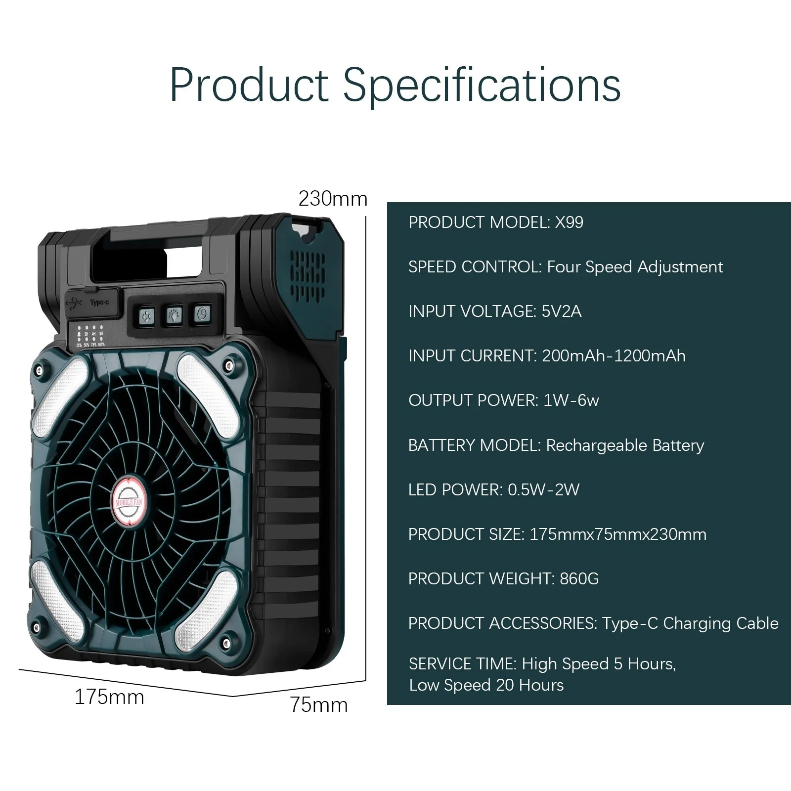 Solar Camping fan, 10000mAh Camping Fan with Solar Panel, LED Light, 4 Speeds, USB Rechargeable Solar Powered Fan for Camping, Fishing, Travel - Cheap Fitting