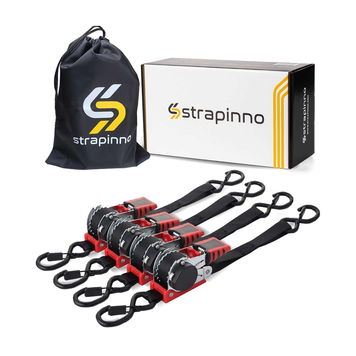 Strapinno Retractable Ratchet Straps 1 in x Secure Tie-downs with Rubber-coated Handles - Cheap Fitting