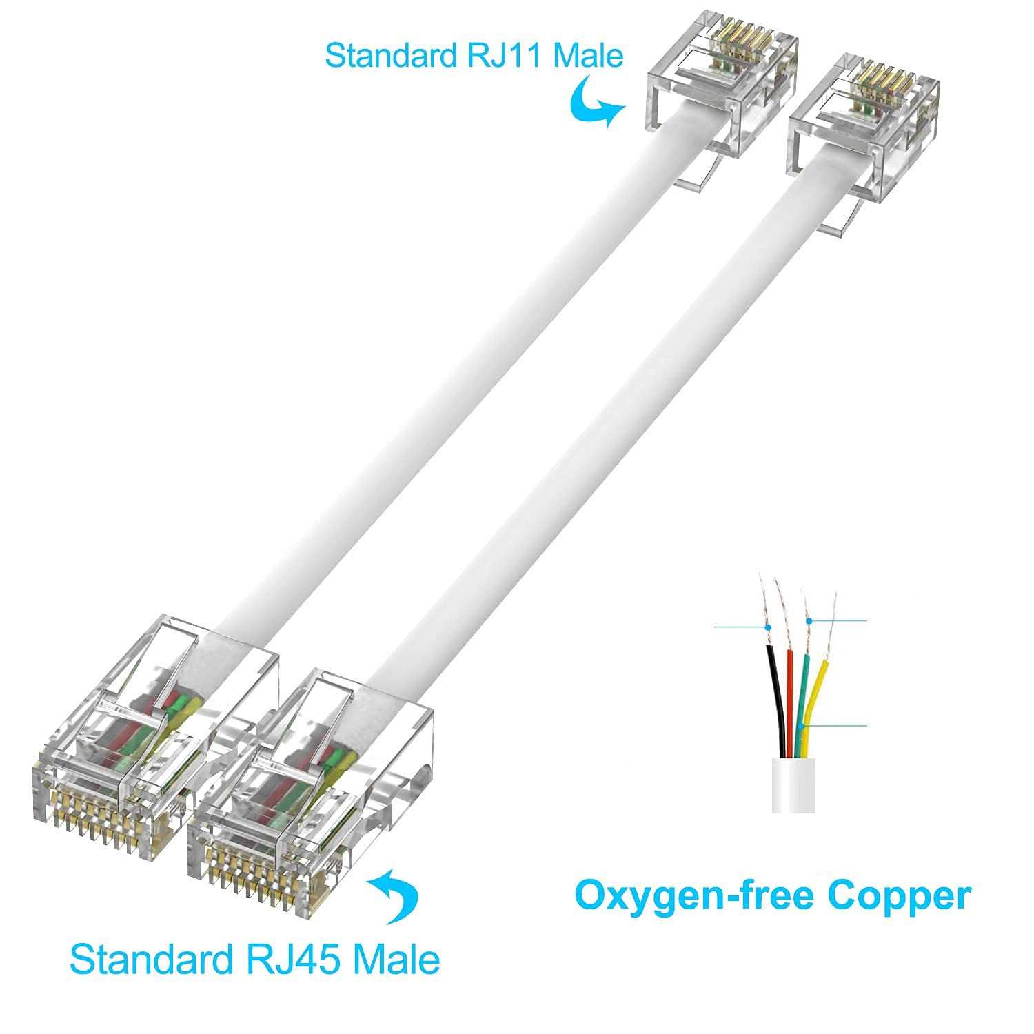 XCZZYB Phone Jack to Ethernet Cable Adapter Rj45 8P8C Female to Rj11 6P4C Male for Landline Telephone Service - Cheap Fitting