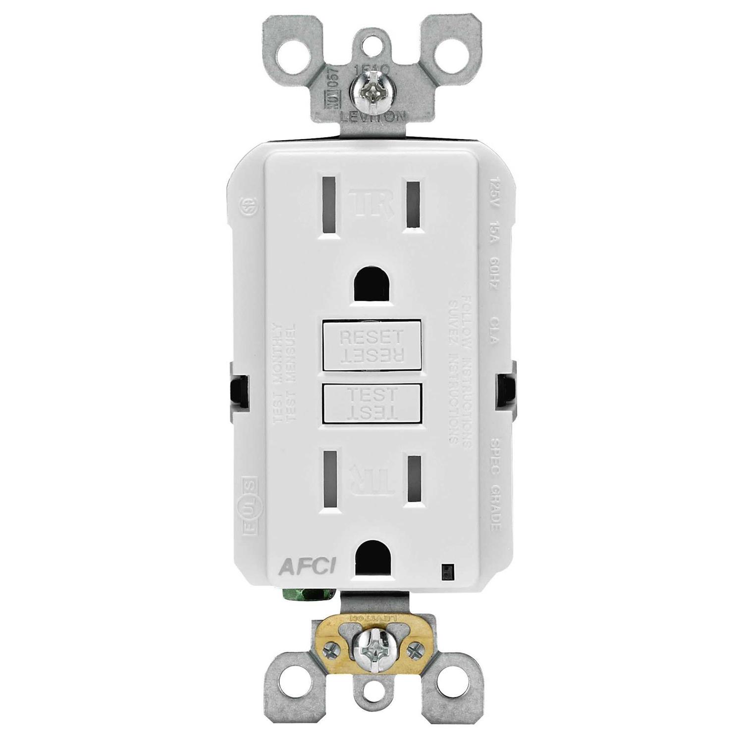Leviton Arc-Fault Circuit Interrupter Outlet, White - Cheap Fitting