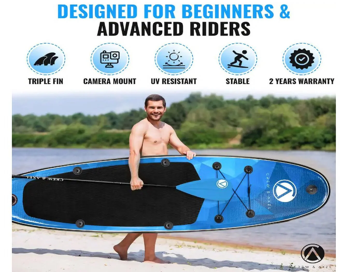 Inflatable Stand Up Paddle Board Non Slip SUP W Backpack, 3 Fins, Paddle, Pump (10 ft. x 33 in. x 6.2 in.) 17 lbs. Blue - Cheap Fitting