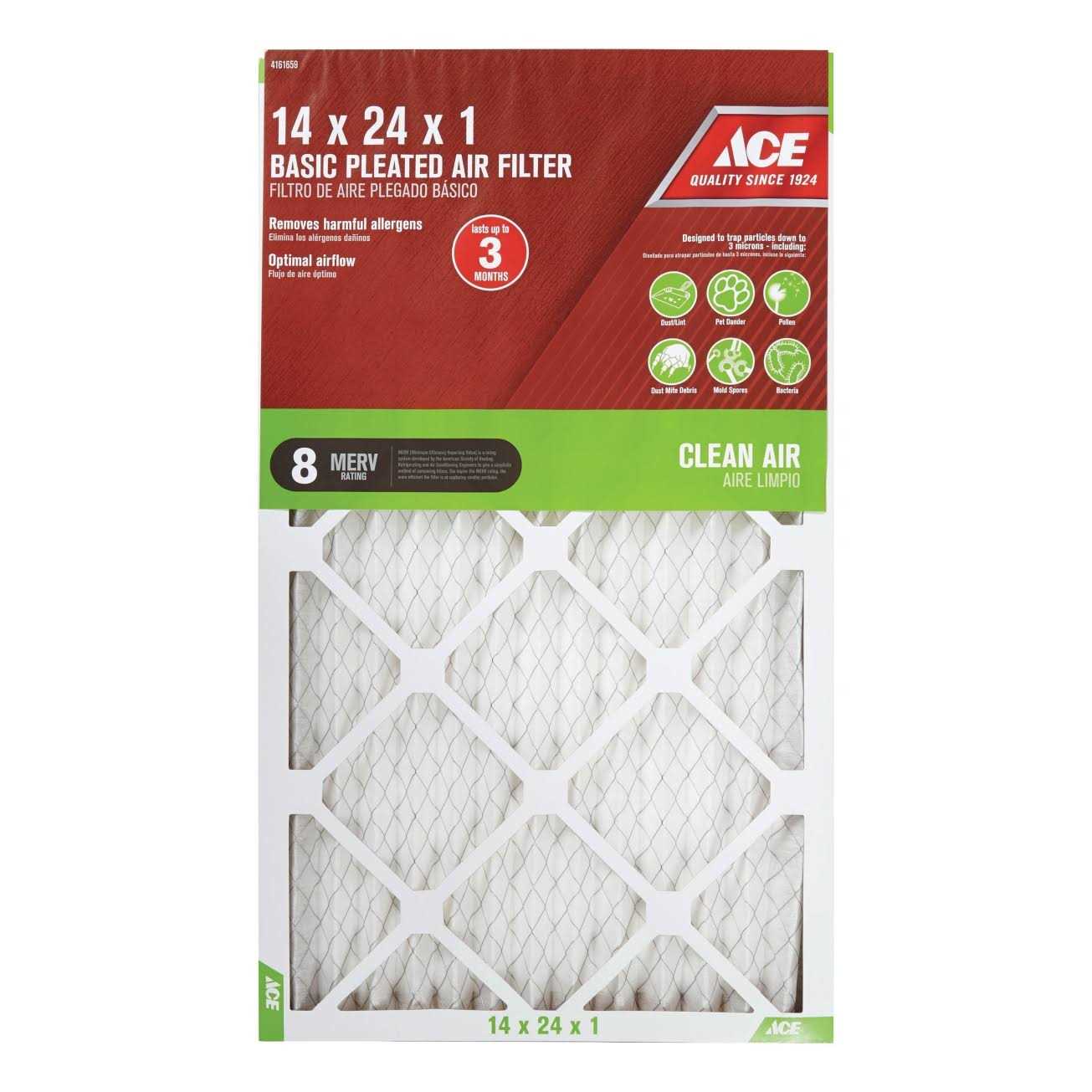 Ace H x 1 in. D 8 MERV Pleated Air Filter - Cheap Fitting