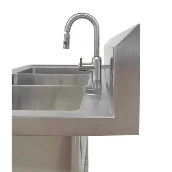 Glacier Bay All-in-One 38 in. Stainless Steel 3 Compartment Commercial Utility Kitchen Sink with Faucet U3824T - Cheap Fitting
