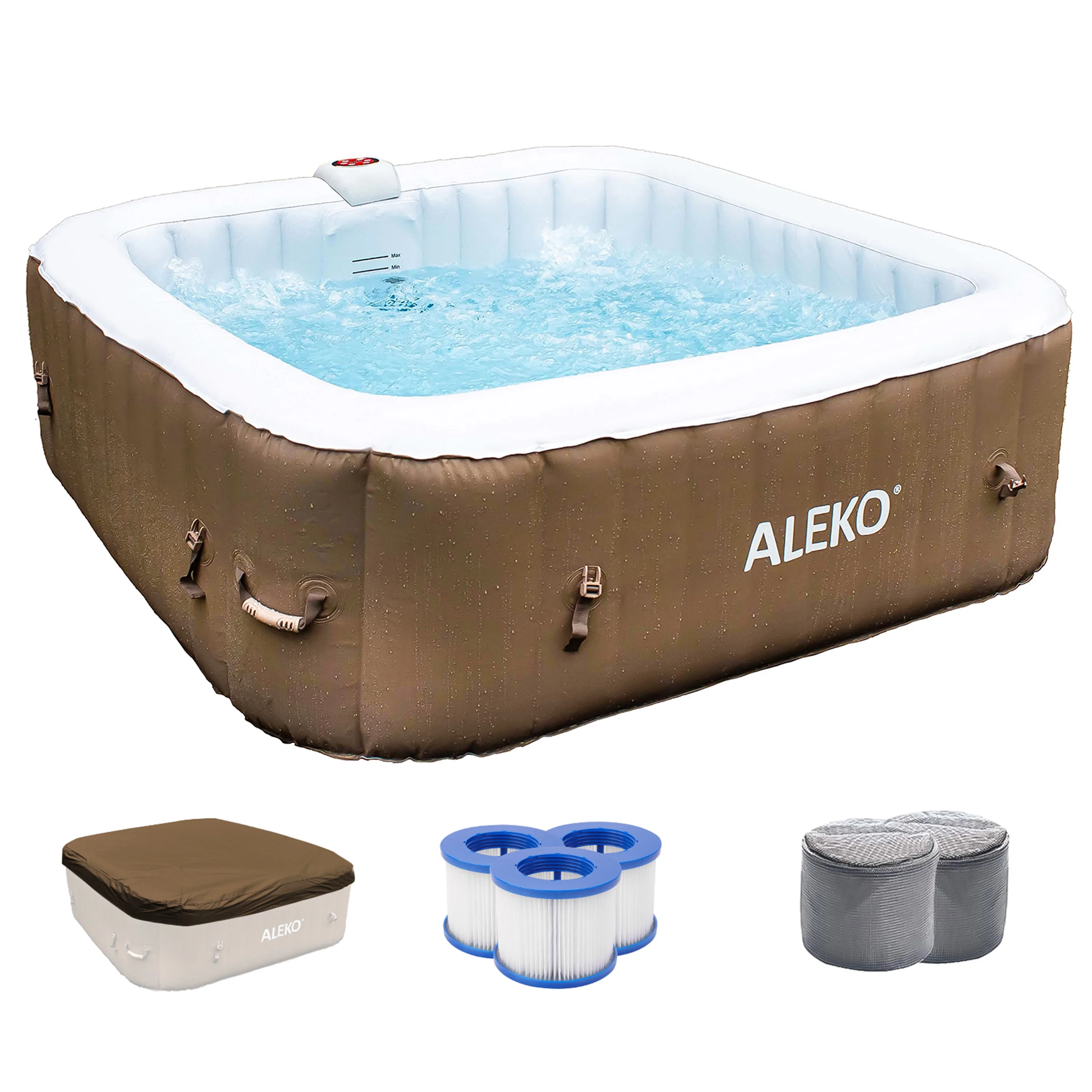 ALEKO 6 Person 100-130 Jet Outdoor Inflatable Hot Tub Spa with Cover - Cheap Fitting