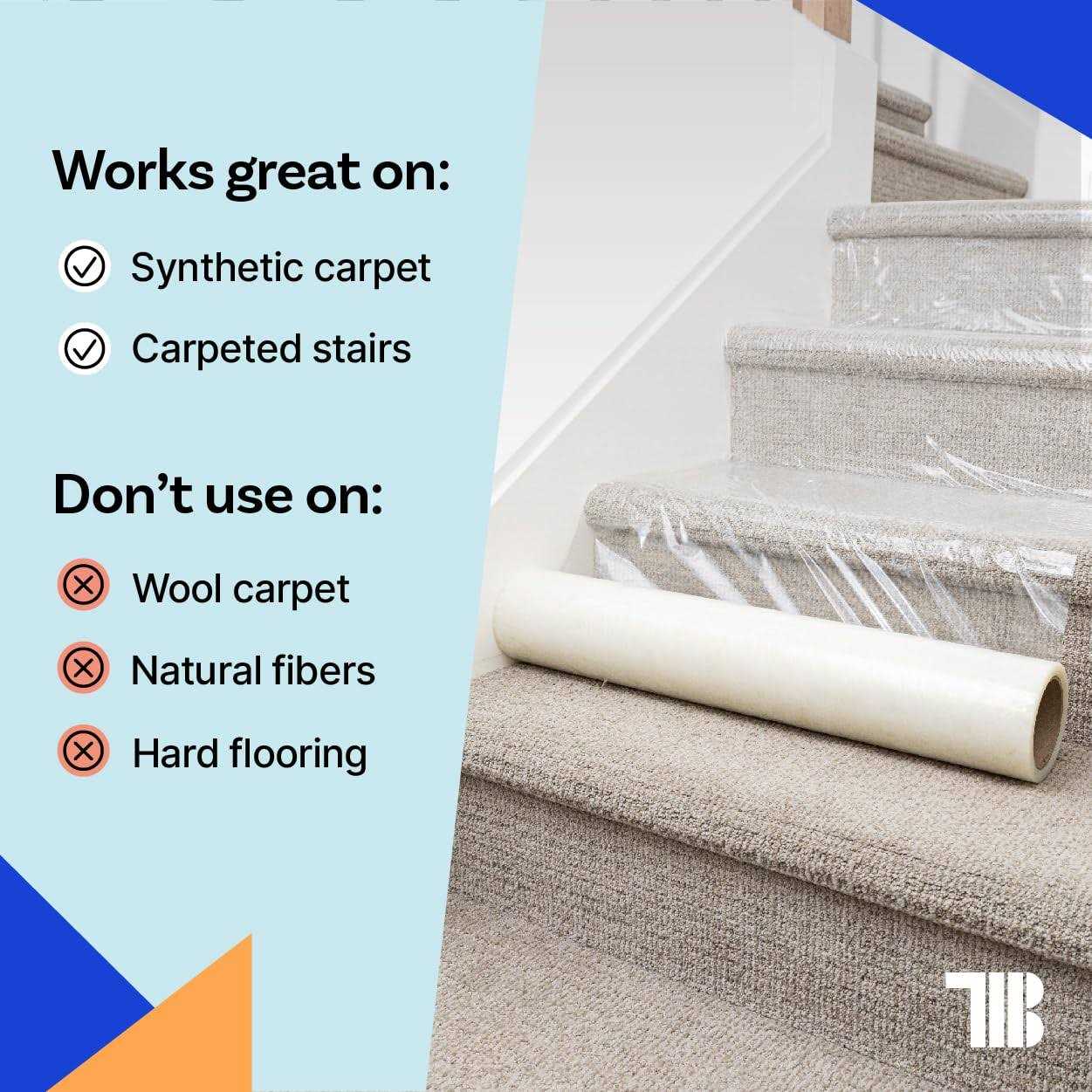 TapeManBlue Carpet Protection Film 200′ Roll. Made in The USA! Easy Unwind, Clean Removal and Durable Carpet Protector - Cheap Fitting