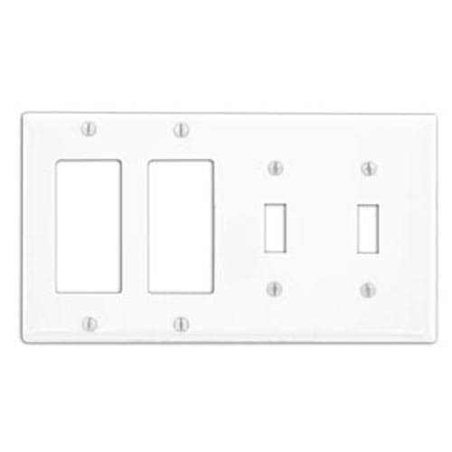 Leviton P2262 W 4 Gang 2 Toggle Decora/GFCI Device Combination Wallplate P2262-W - Cheap Fitting