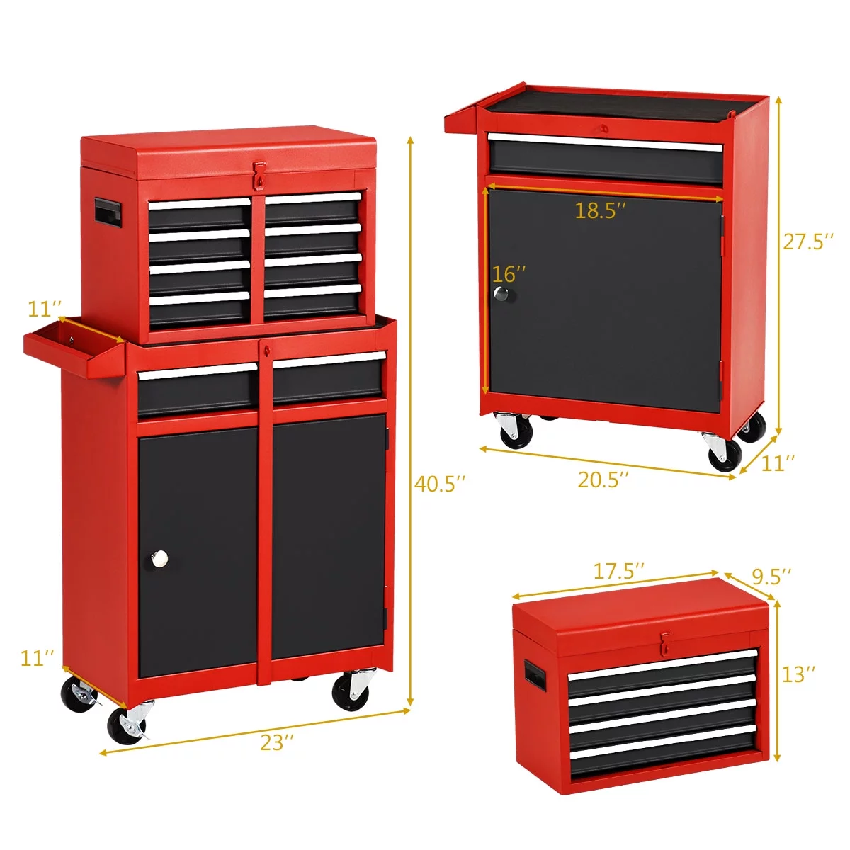 Costway 2 in 1 Tool Chest & Cabinet with 5 Sliding Drawers Rolling Garage Box Organizer - Cheap Fitting