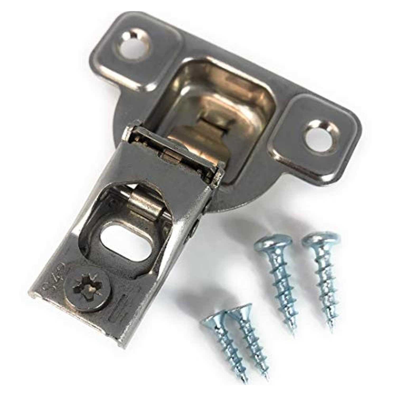 Salice E-Centra Nickel-Plated Metal 106-degree 9/16-inch Overlay Screw-on Face Frame Hinge with 2 Cams - Cheap Fitting