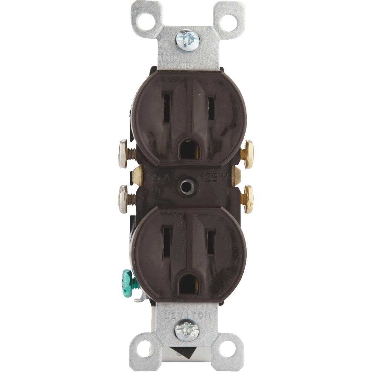10-Leviton Brown NEMA 5-15R Shallow Grounded Duplex 2-Pole Outlet 302-05320-0CP - Cheap Fitting