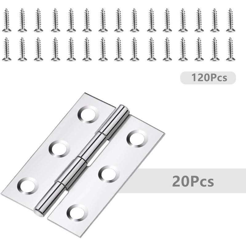 Libertyyouxiangongsi Liberty.20Pcs Stainless Steel Folding Hinge 2 inch Door and Window Hinge is assigned 120 Screws - Cheap Fitting