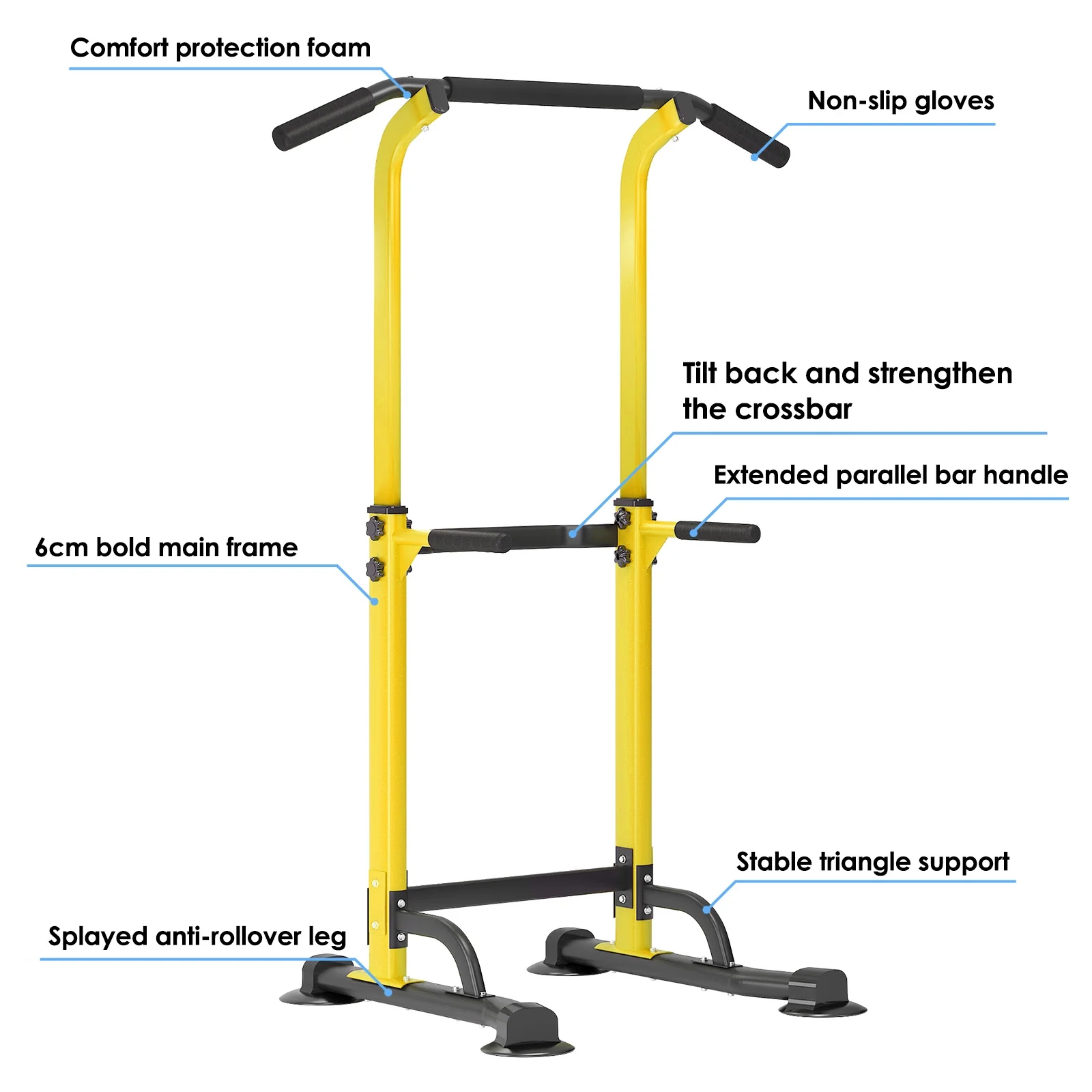 SOGES Height Adjustable Power Tower Dip Stands Pull up Bar Strength Training for Home Gym Black - Cheap Fitting