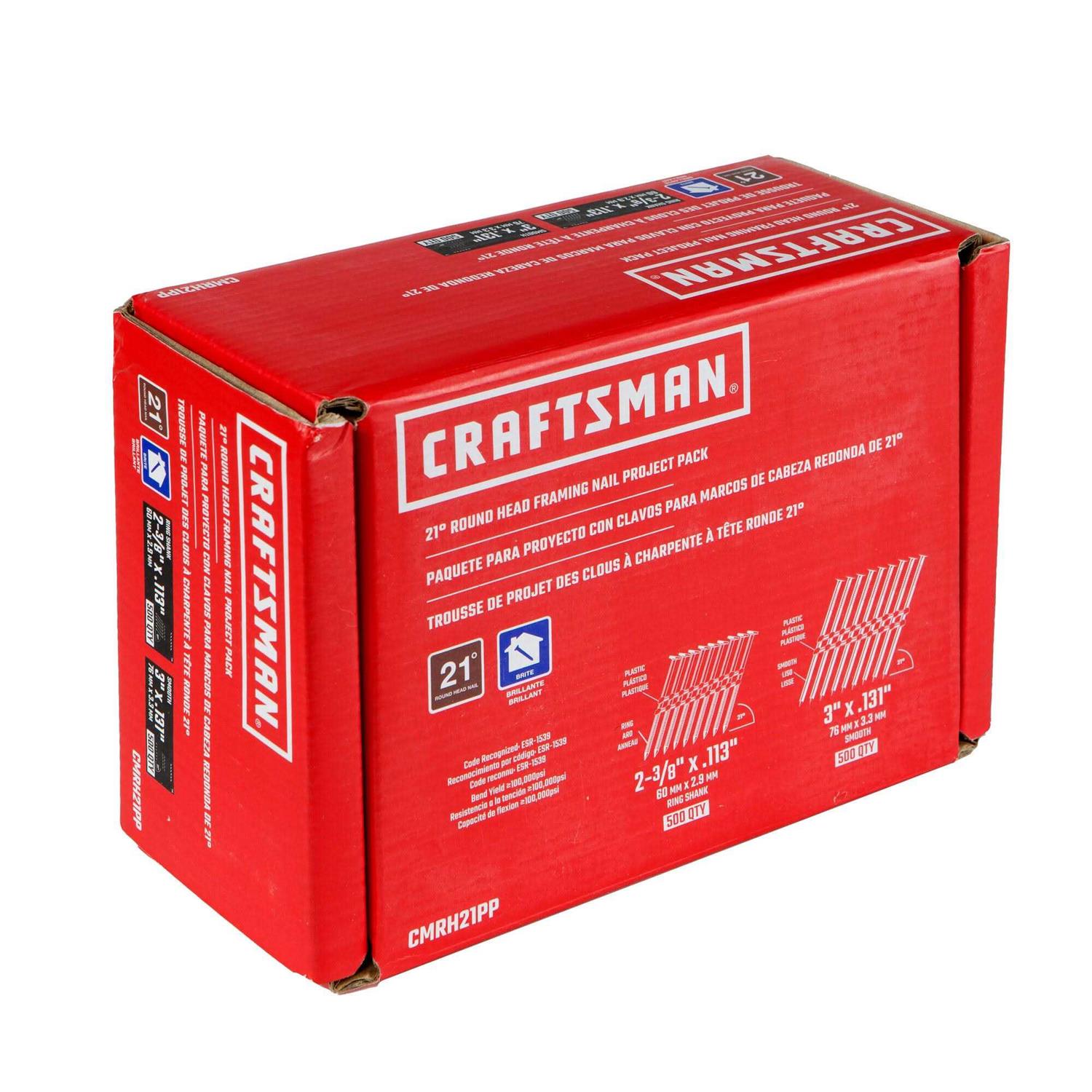 Craftsman Angled Strip Framing Nails 21 Deg. Smooth Shank 1000 Pk – Pack of 1 - Cheap Fitting