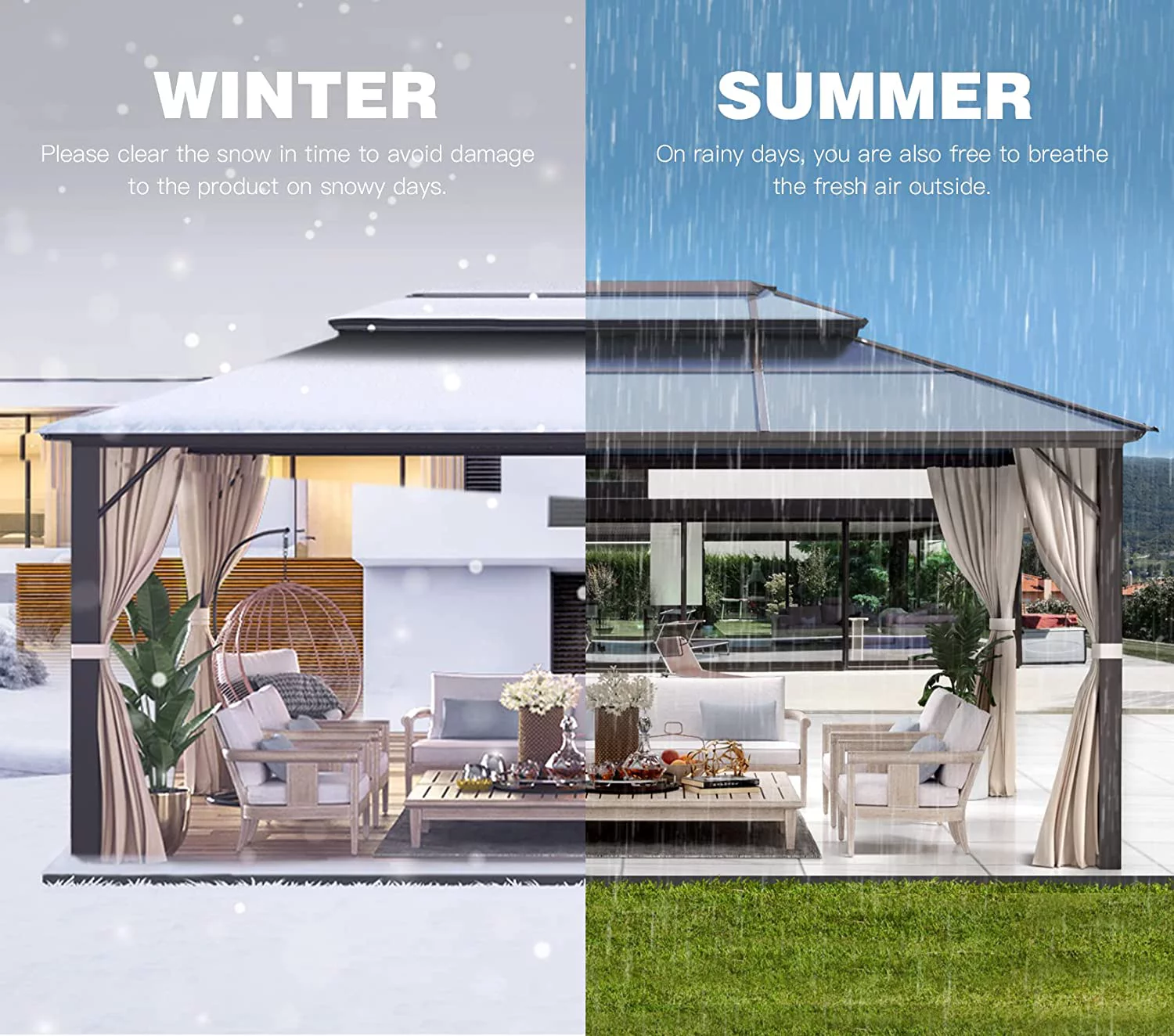 Yoleny 12'x16' Outdoor Polycarbonate Double Roof Hardtop 12 ft Gazebo Canopy, Brown - Cheap Fitting