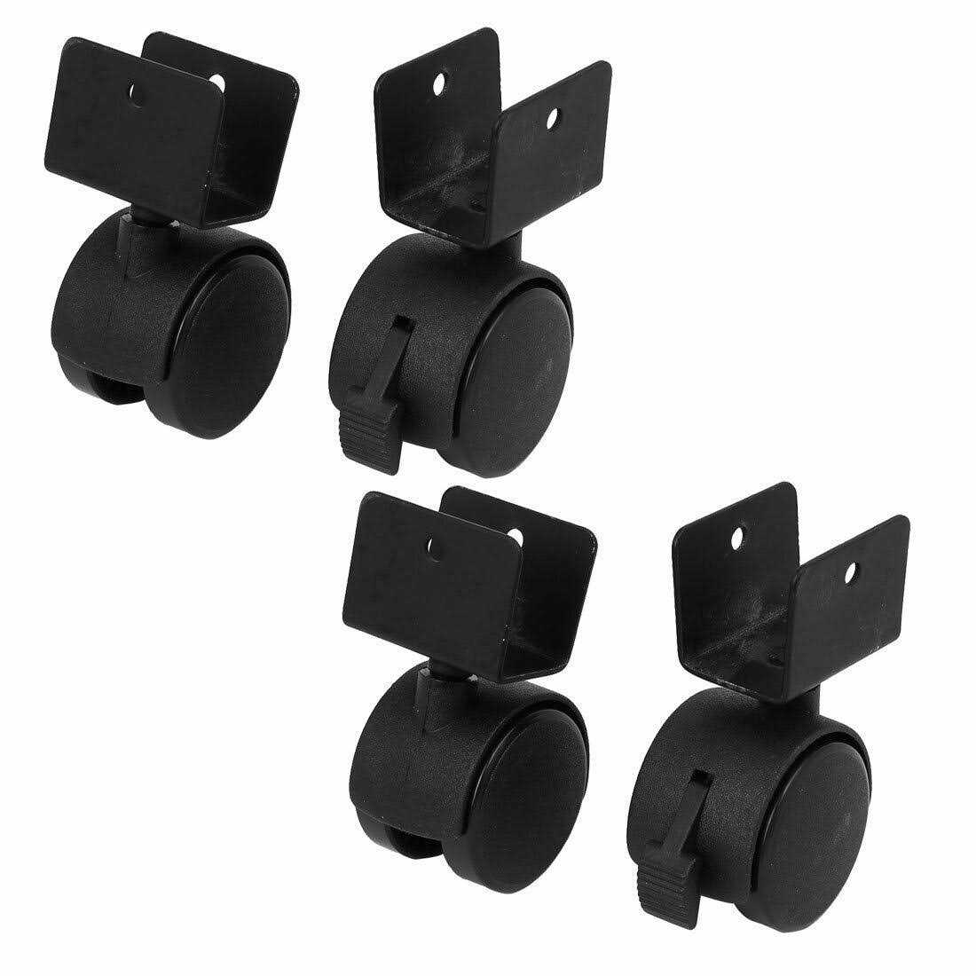 Uxcell 1.6 Dia Wheel U-Clamp Top Rotatable Universal Swivel Brake Caster Black 4pcs - Cheap Fitting
