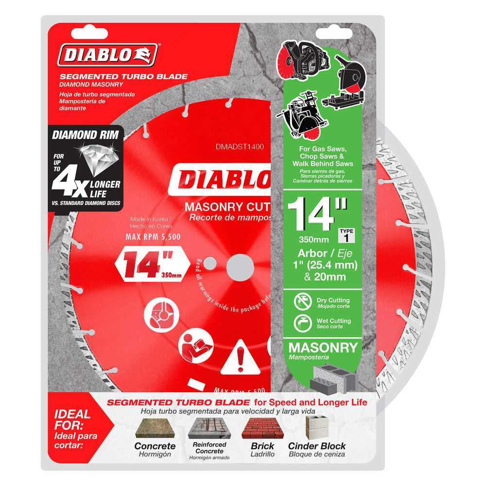 Diablo-dmadst1400 14in. Diamond Segmented Turbo Cut-Off Discs for Masonry - Cheap Fitting
