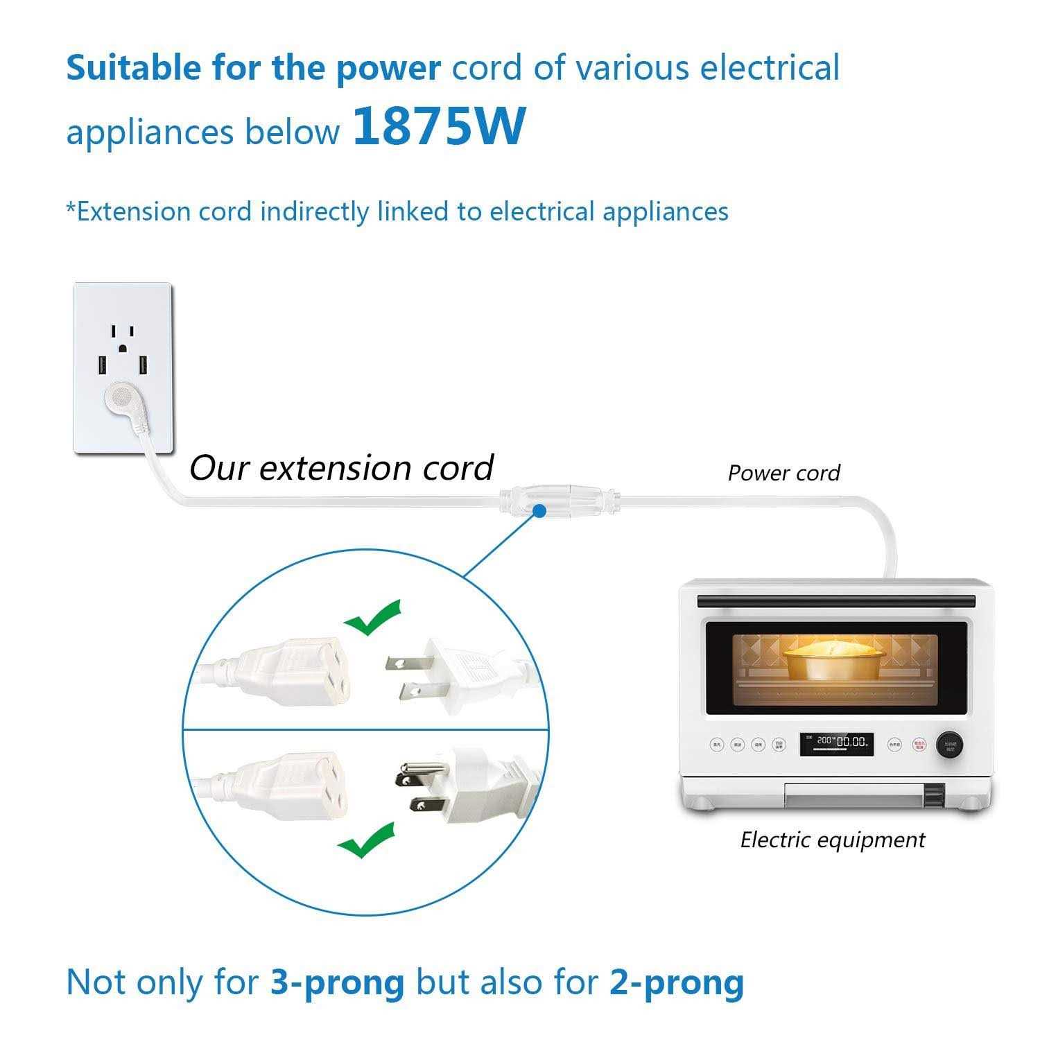 FIRMERST 1875W Extension Cord Flat Plug 15A - Cheap Fitting