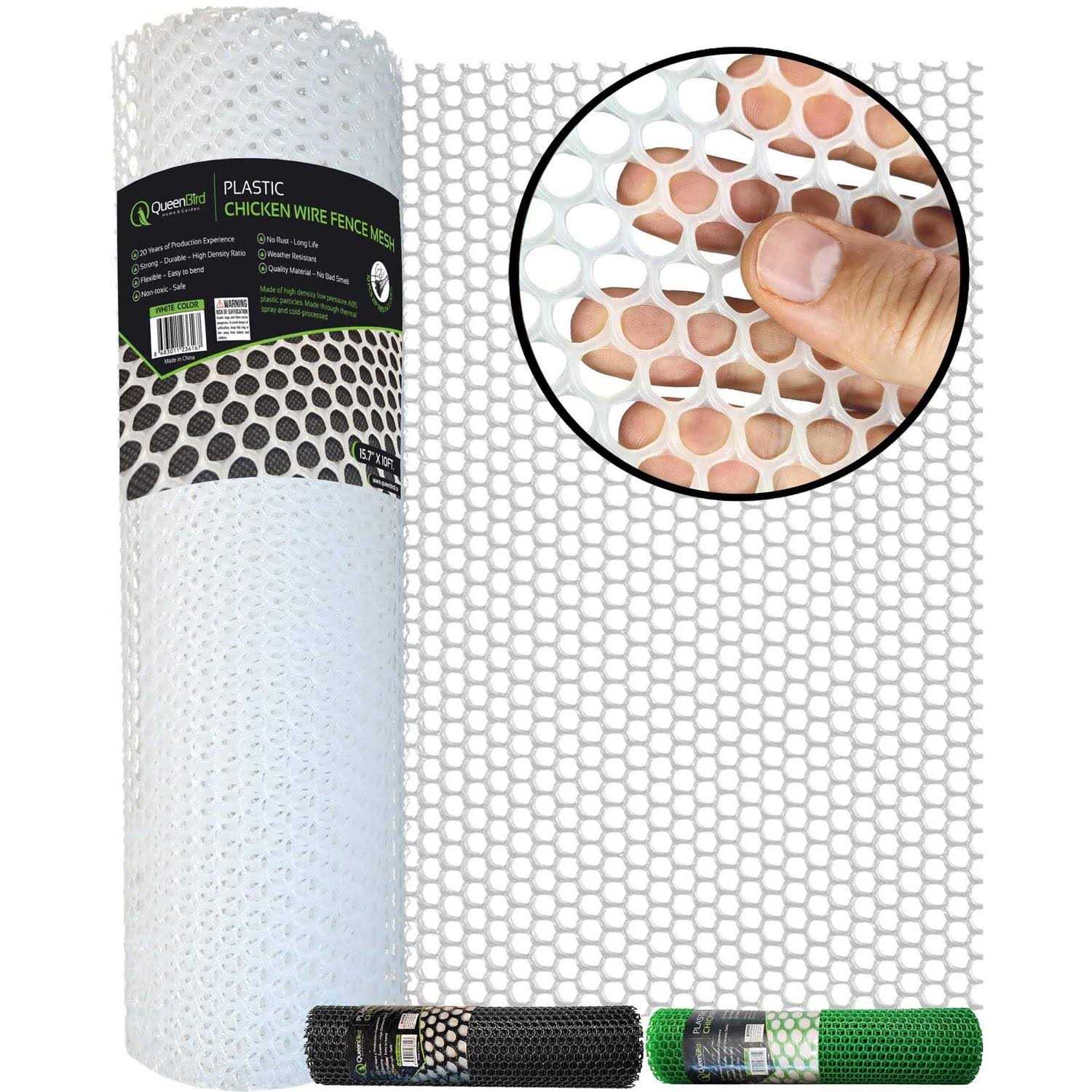 QueenBird Upgraded Plastic Chicken Wire Fence Mesh 15.7IN x 10FT - Cheap Fitting
