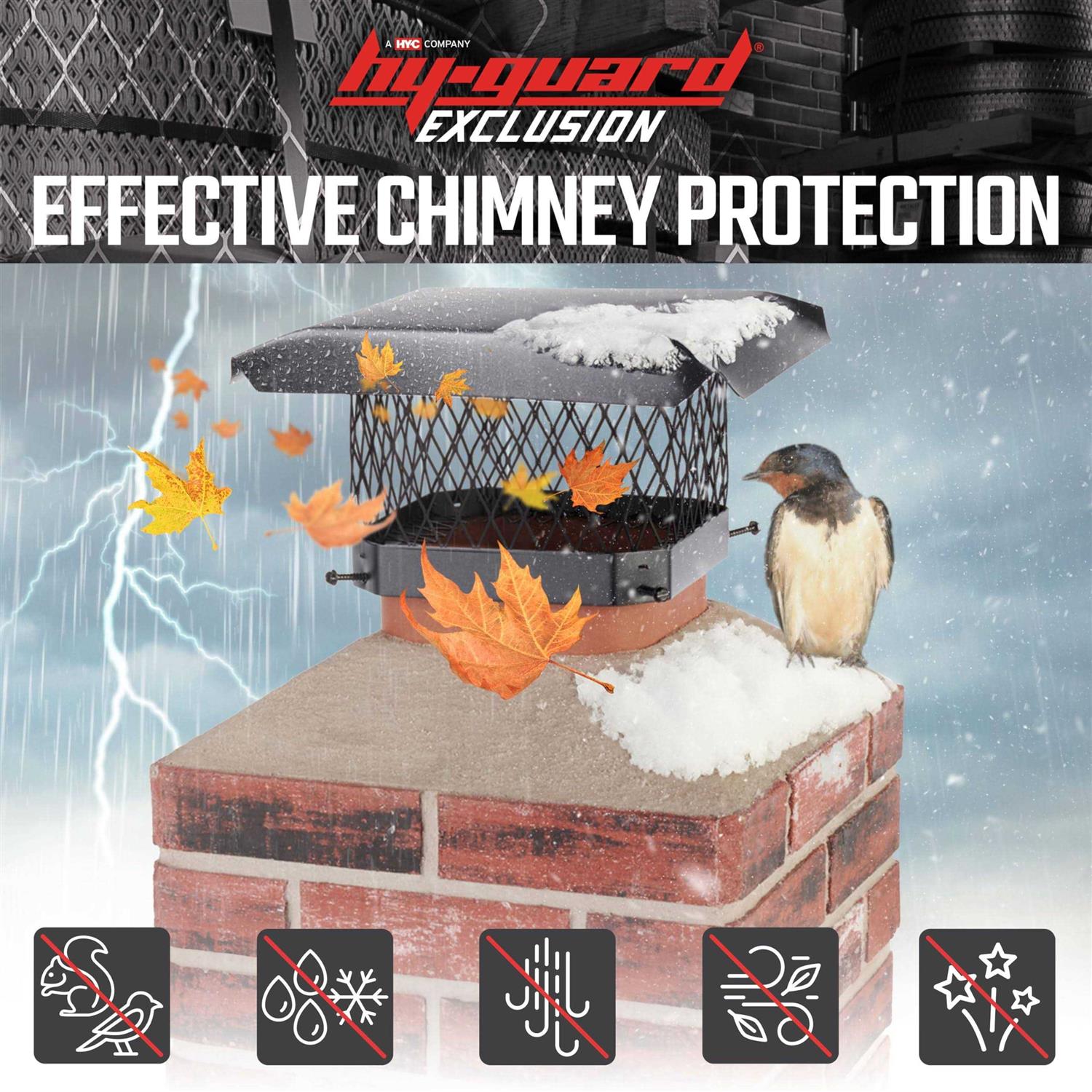 HY-Guard Galvanized Steel Chimney Cover HY-C Black Chimney Cap Single Bolt-On Chimney Fireplace Cover - Cheap Fitting