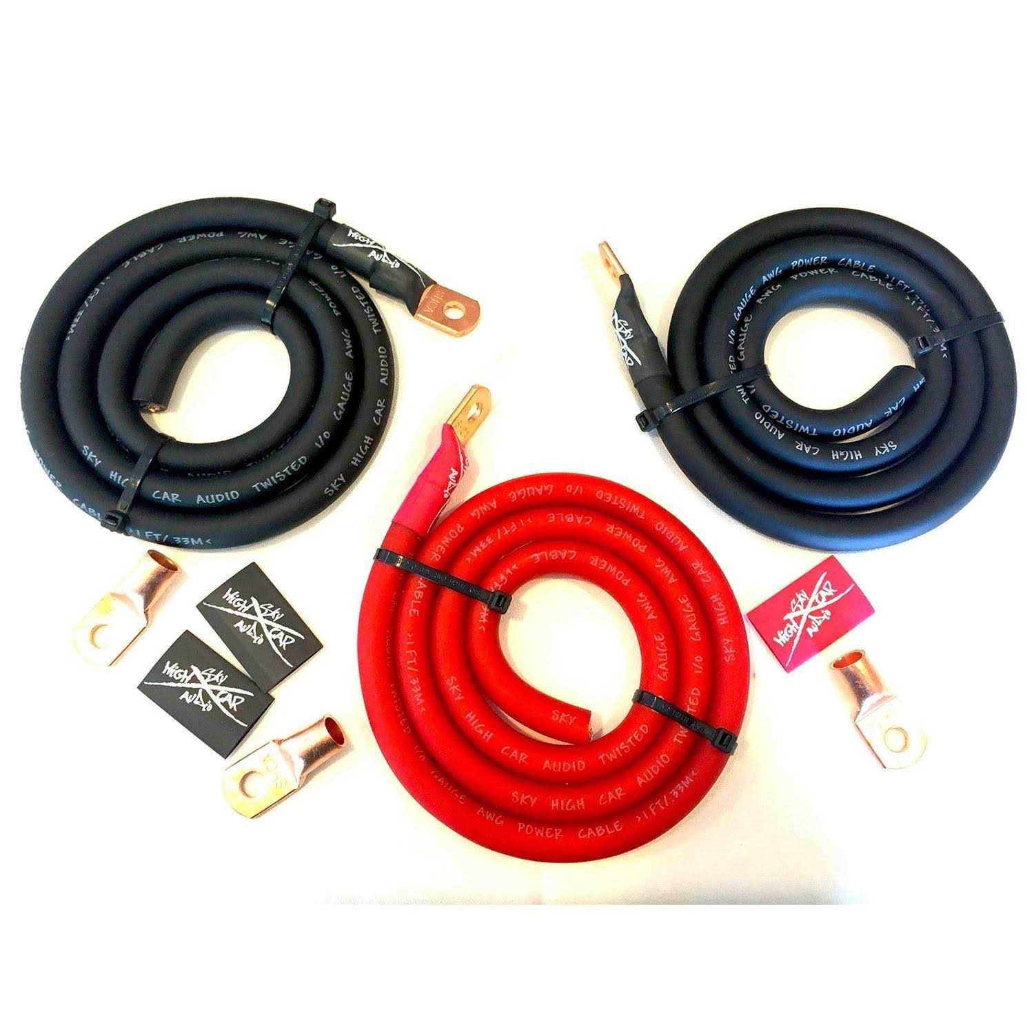 Sky High Car Audio Sky High Oversized 1/0 Gauge AWG Big 3 Upgrade Red/Black Electrical Wiring Kit - Cheap Fitting