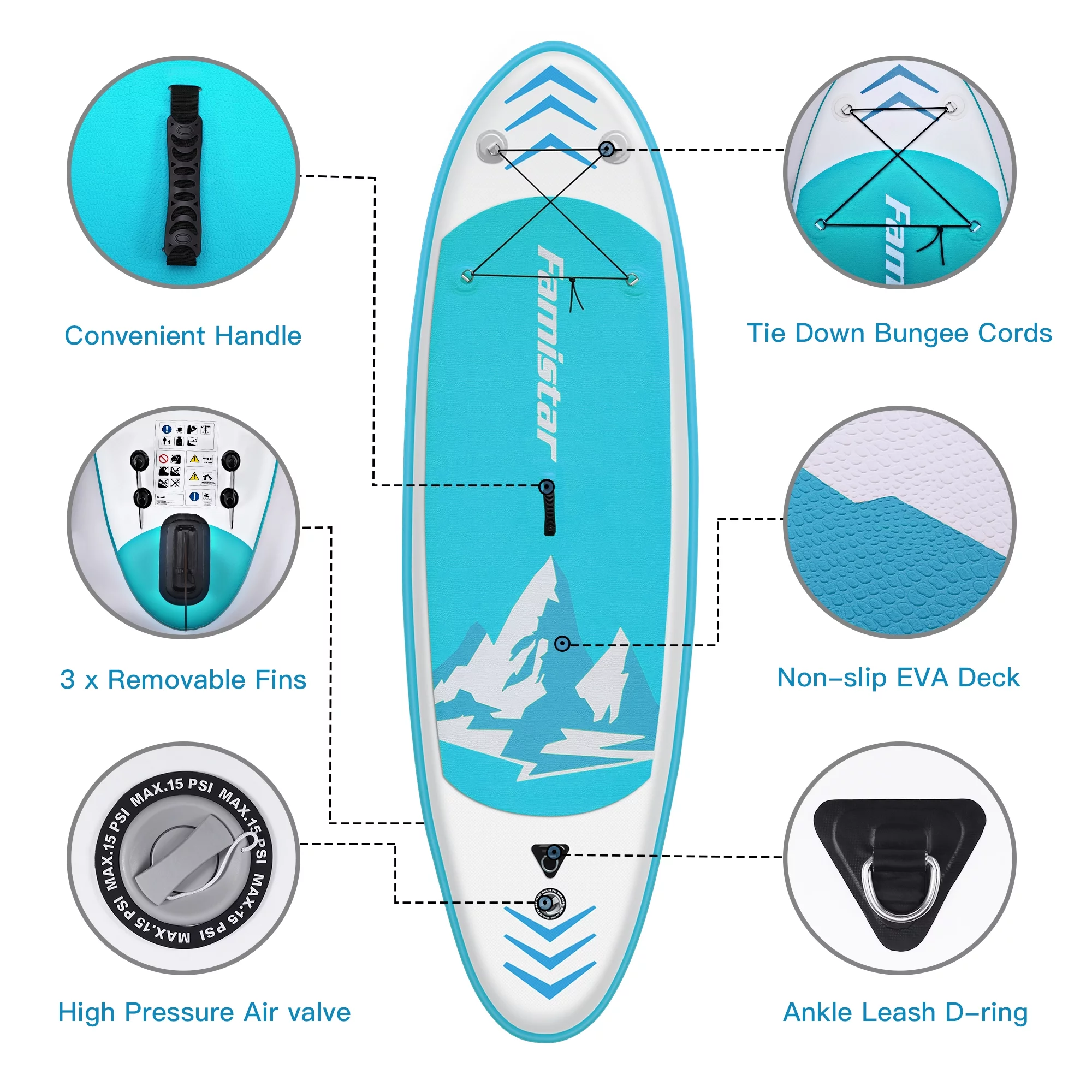 Famistar 10' Inflatable Stand Up Paddle Board 6