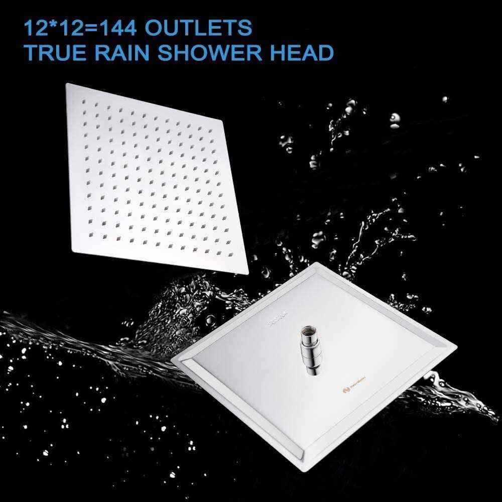 Rain Shower head, NearMoon High Flow Stainless Steel Square Rainfall ShowerHead, Waterfall Bath Shower Body Covering, Ceiling or Wall Mount - Cheap Fitting