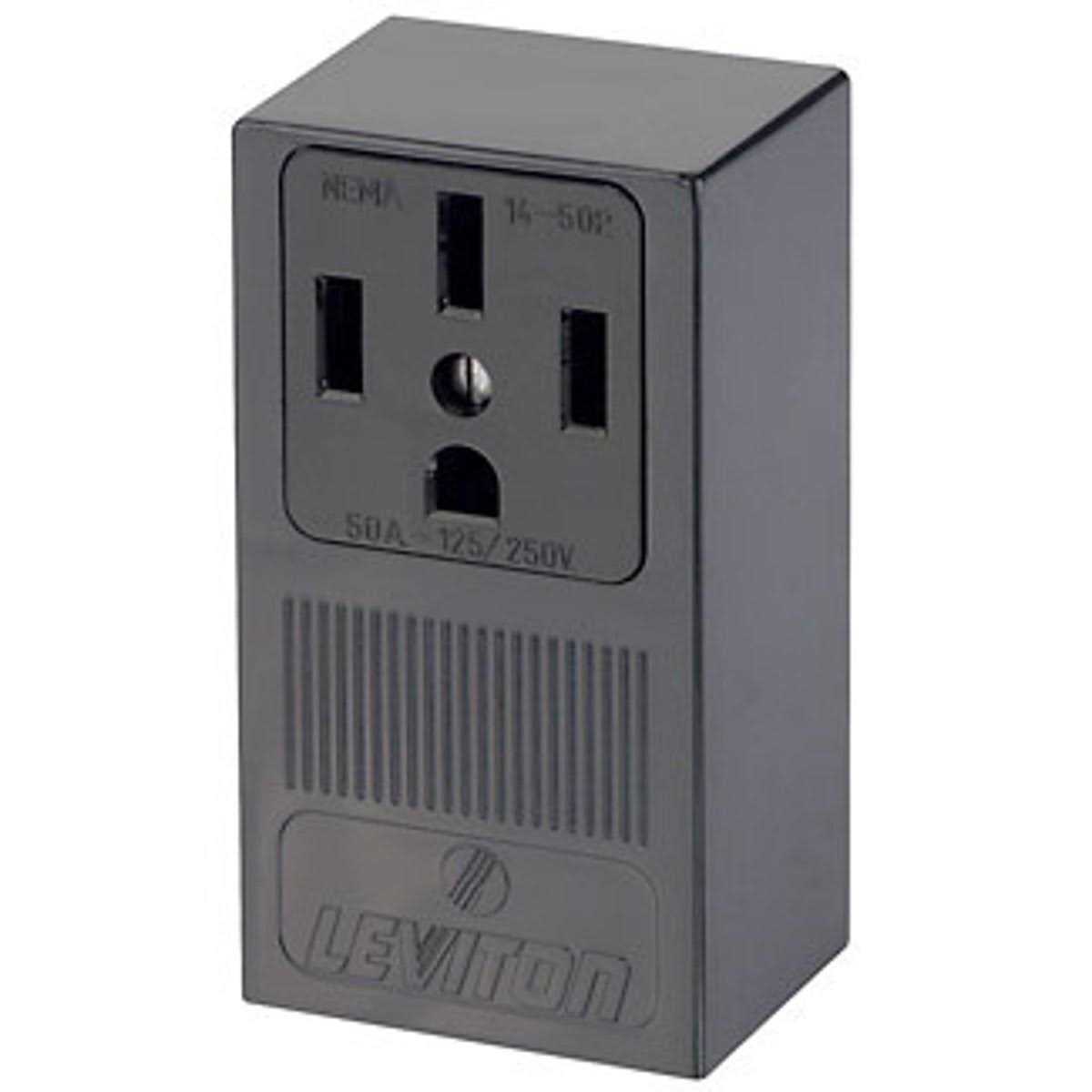 Leviton Grounding Range Power Outlet Black, 50A - Cheap Fitting