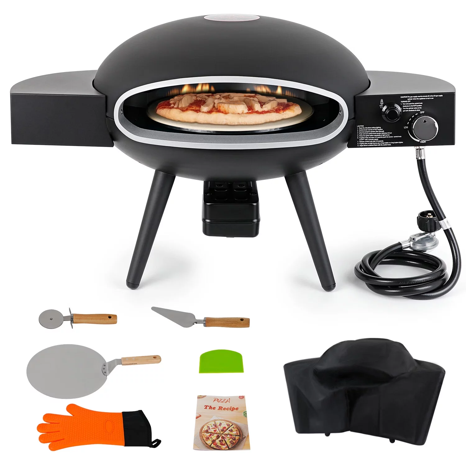 Touch-Rich Portable Outdoor Gas Pizza Oven Gas Fired Pizza Oven Maker with Stainless Steel Pizza Grill, Recipe For Authentic Stone Baked Pizzas For Foodparty - Cheap Fitting