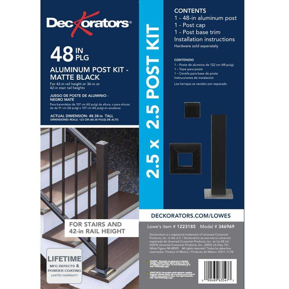 Deckorators 3-in x 3-in x 4-ft Matte Black Aluminum Deck Post 346969 - Cheap Fitting