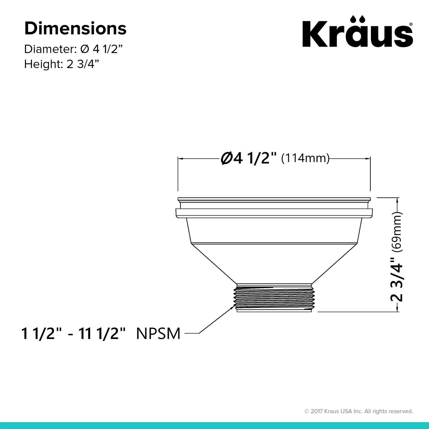 Kraus Kitchen Sink Strainer PST1-WH - Cheap Fitting