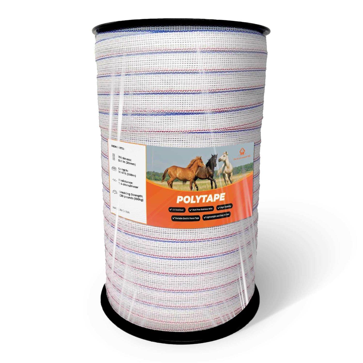 Pet & Livestock HQ Electric Fence Tape for Livestock Polytape Fencing Hot Wire with High Visibility - Cheap Fitting