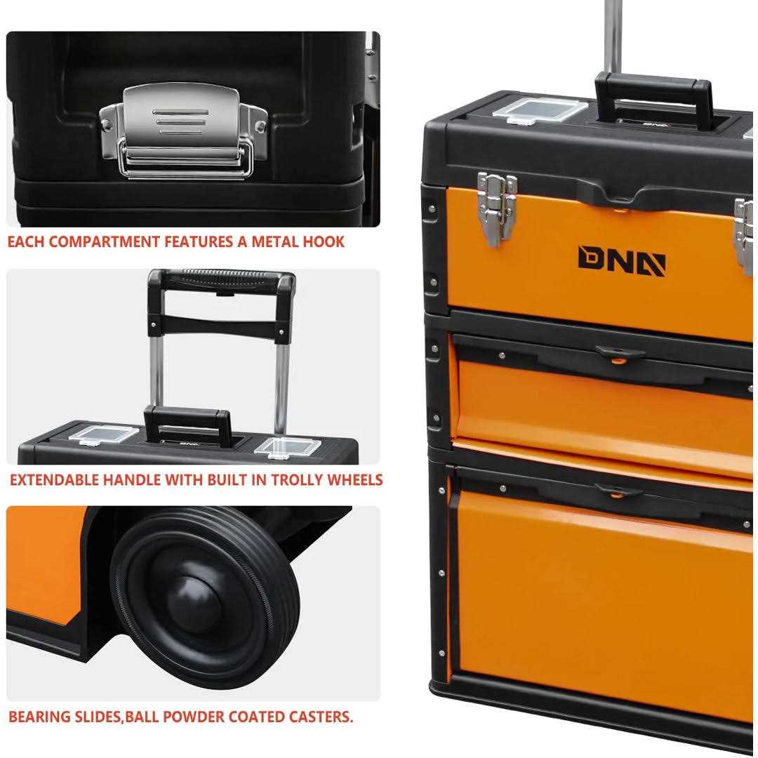 19 W X 25 H X 9 D 3-Drawer Tool Cart Cabinet W/ Extendable Handle DNA Motoring - Cheap Fitting