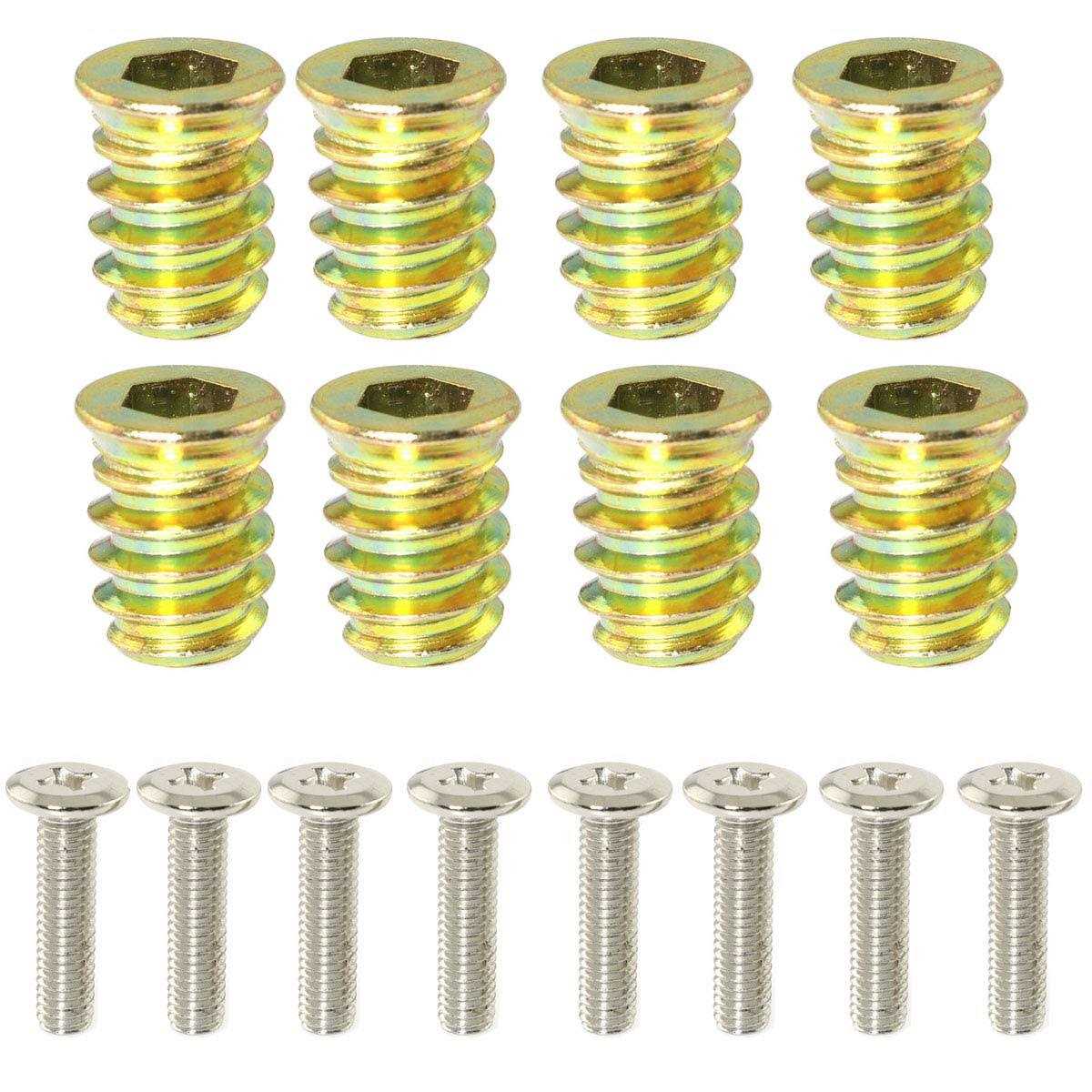 PZRT 8 Sets M6x15 Screw-in Type Hex Drive Threaded Insert Nuts and M6x25 Nickel Plated Reverse Thread Cross Recessed Screws Flat Head Phillips - Cheap Fitting
