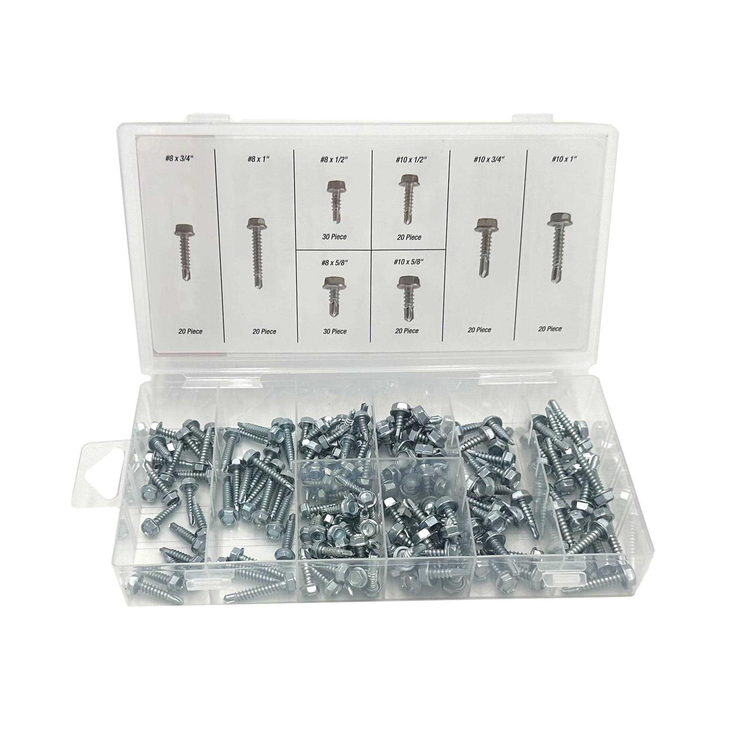 Hyper Tough 5507 Zinc Plated Steel Self Drilling Screw Set with Case - Cheap Fitting
