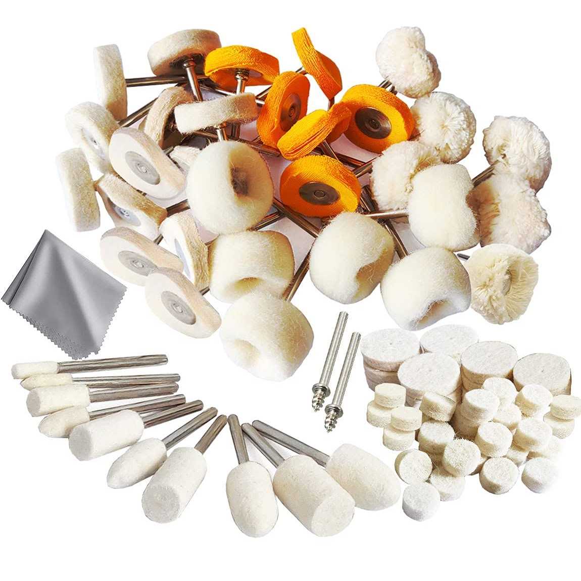 IELEK 78 Pcs Polishing Buffing Wheel Set for Dremel Polishing Kit Felt Wool Cotton 1/8inch Shank Pad Rotary Tool Accessories - Cheap Fitting