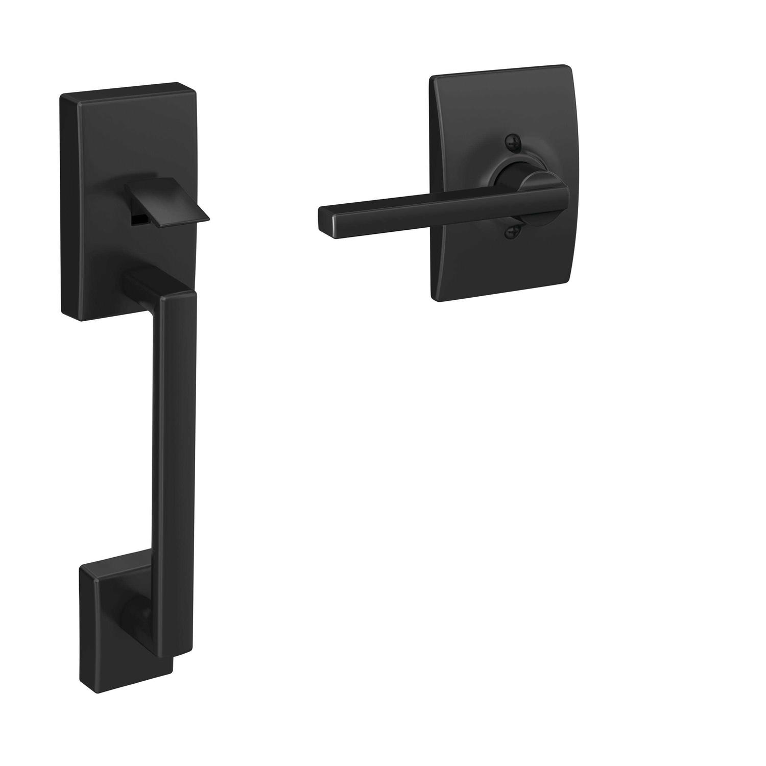 Schlage Century Matte Black Handleset 1-3/4 - Cheap Fitting