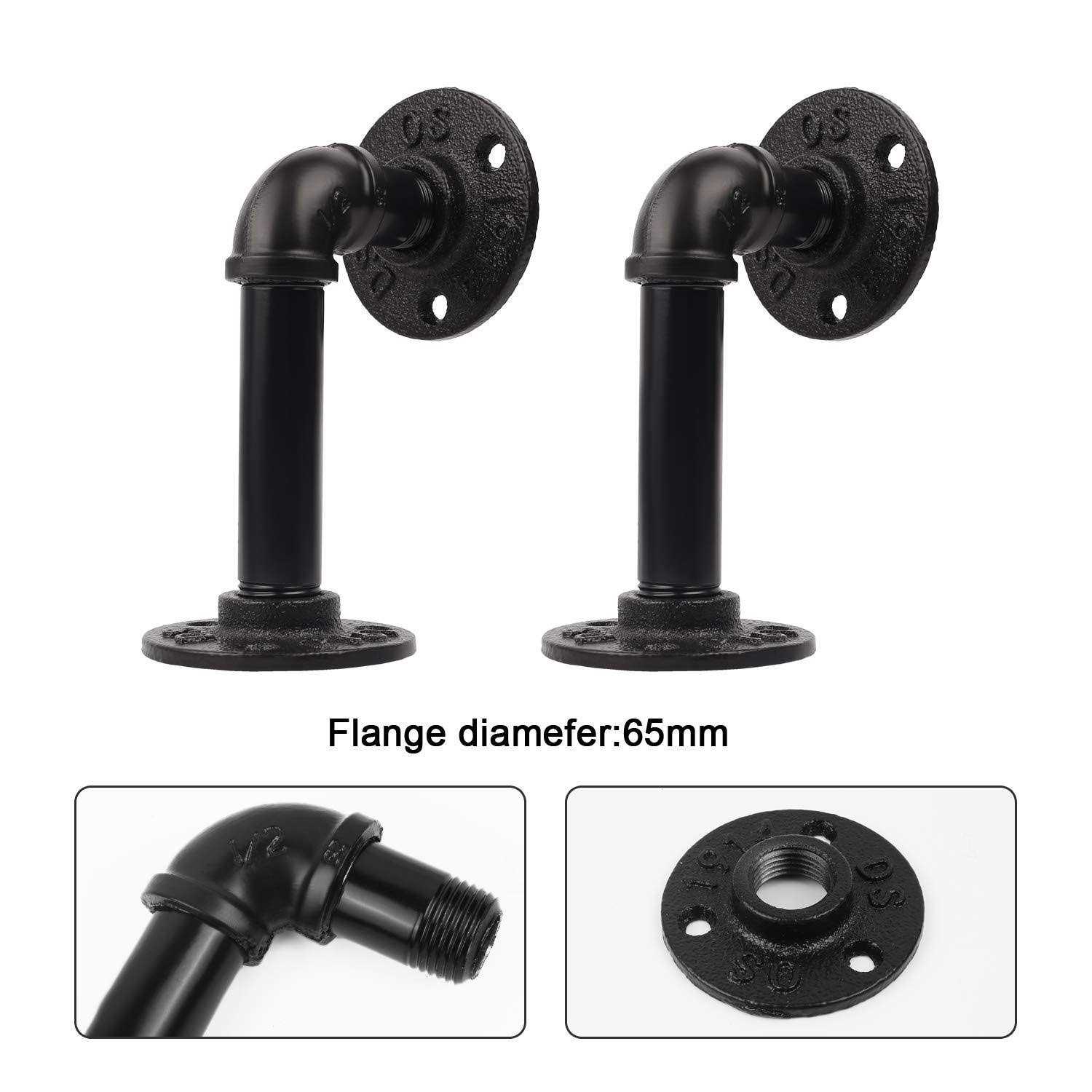 EQUASON Set of 6 Industrial Iron Rustic Pipe Custom Floating Shelves DIY Shelf Brackets Black Hardware Included - Cheap Fitting