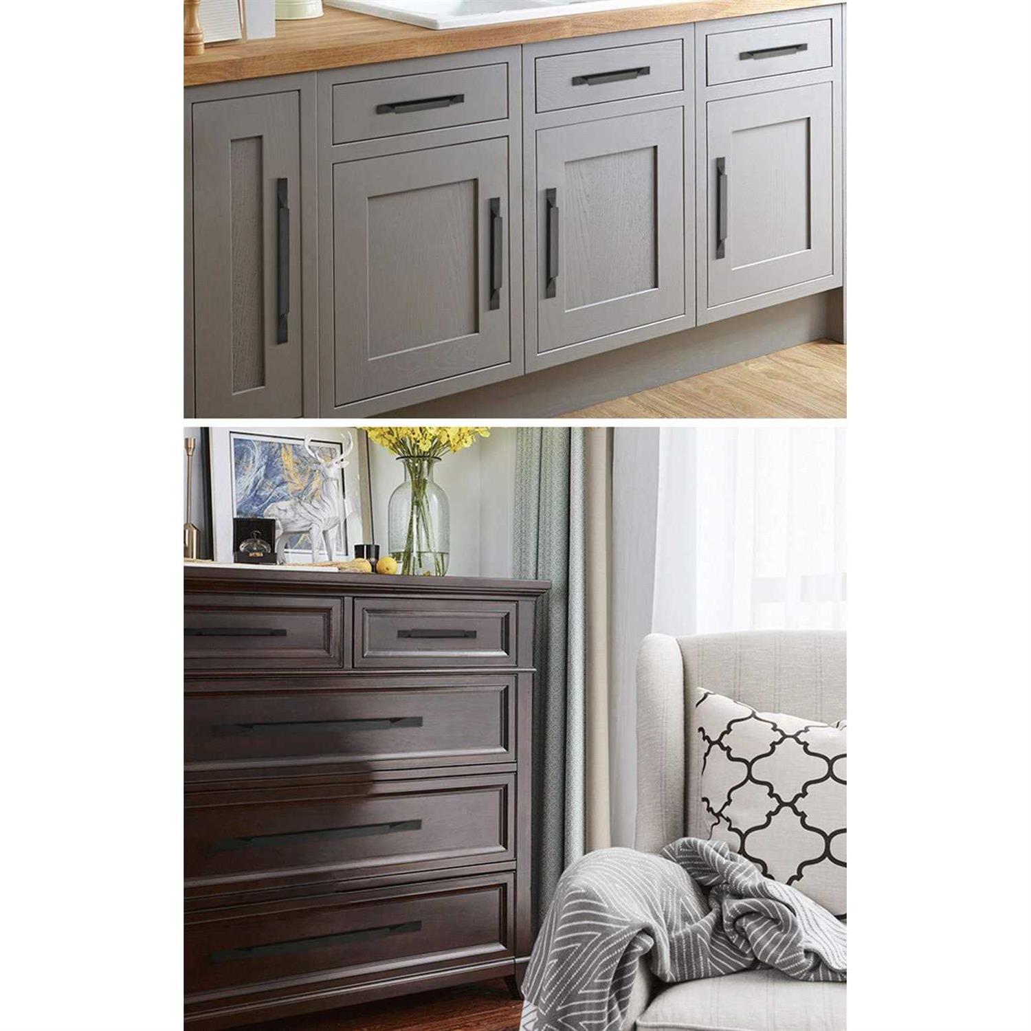 Shozafia Kitchen Cabinet Pulls Black Cabinet Handles 5 Pack Long Cabinet Hardware for Drawers Dresser Furniture Pulls - Cheap Fitting