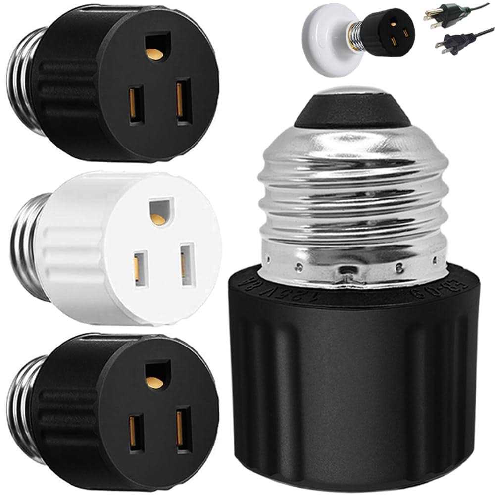3 Packs E26/E27 3 Prong Light Socket to Plug Adapter,3Prong Light Bulb Outlet Socket Adapter,Polarized Screw in Outlet Fit for 2/3 Prong Convert - Cheap Fitting